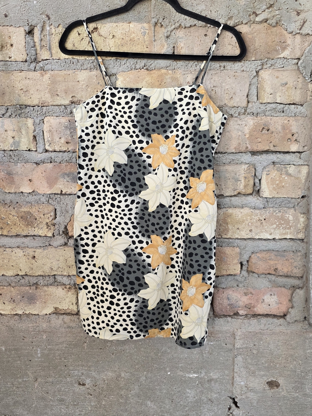 Amuse Society Floral Cheetah Print Mini Slip Dress XS Boho Festival